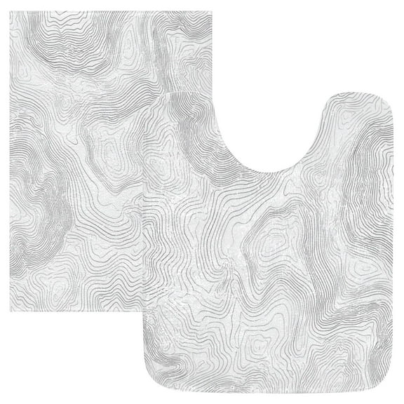 IAUYY Set of 2 Inch Bath Mat Thick Soft Plush Shower Mat TPR Backing Material Non Slip Bath Mats for Bathroom for Tub Shower Hotel Topographic Map