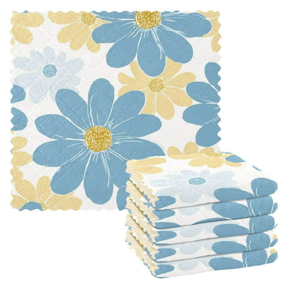 IAUYY Set of 6 Highly Absorbent Kitchen Towels and Dishcloths Set ,11" x 11" Premium Dishcloths for Washing Dishes Rags Everyday and Automobile Daisy