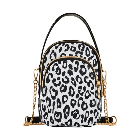 IAUYY Small Crossbody Bags for Women 15*21*8cm Leather Purses for Women Removable Strap with 3 Zipper Pocket Applicable to Birthday Gifts for Women,An Black and White Style
