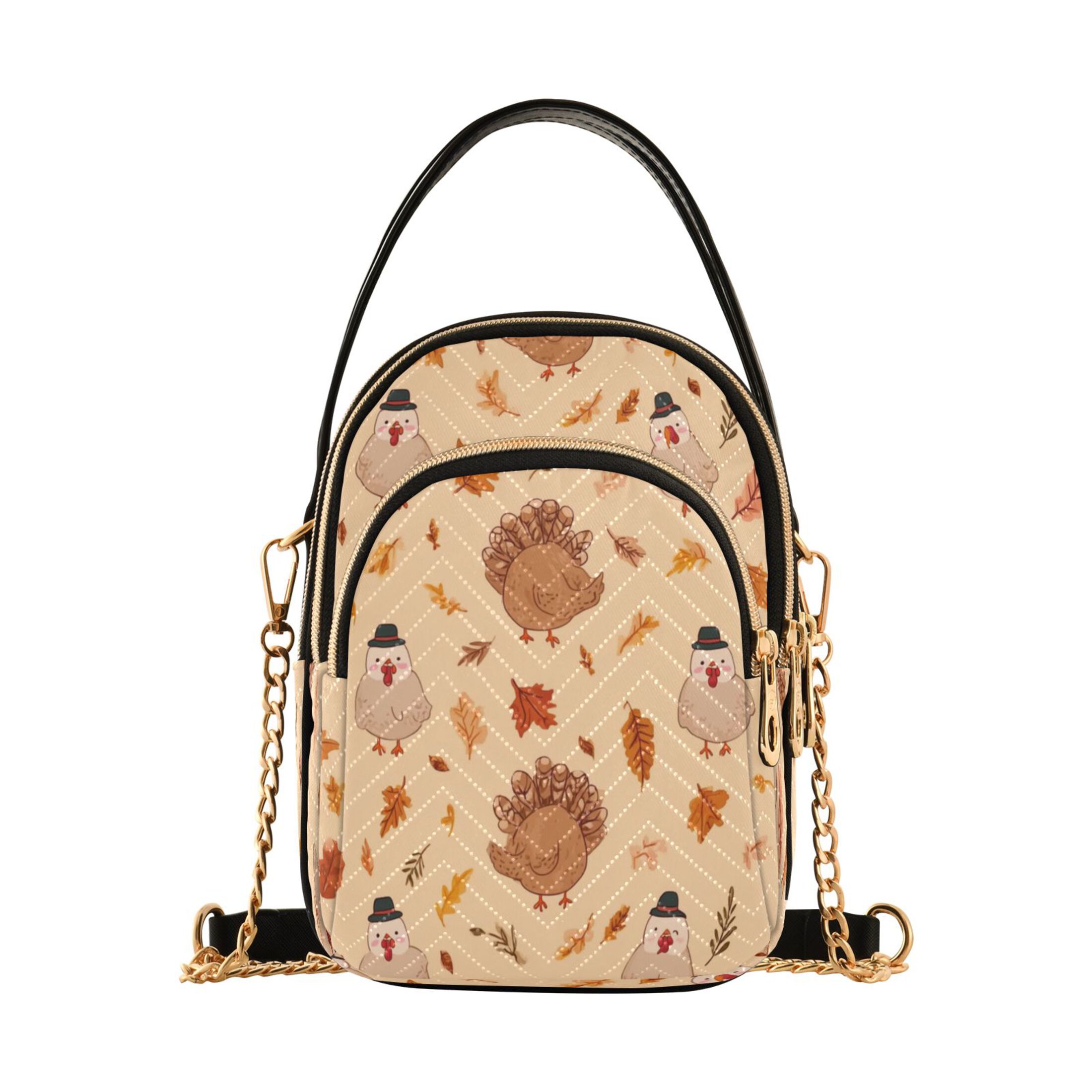 IAUYY Small Crossbody Bags for Women 15*21*8cm Leather Purses for Women Removable Strap with 3 Zipper Pocket Applicable to Birthday Gifts for Women,Autumn Leaves
