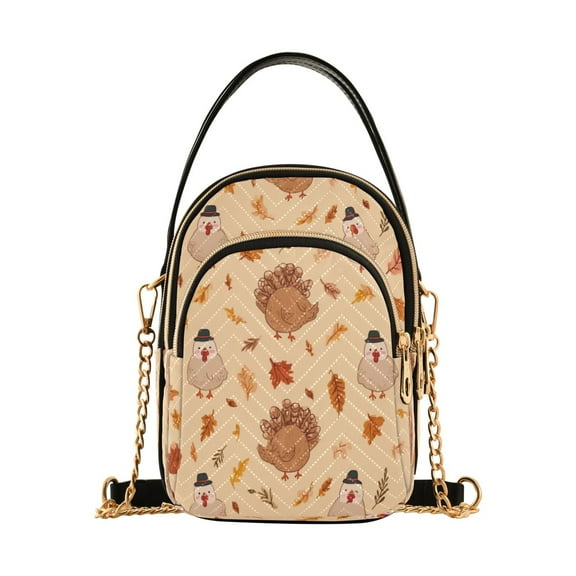IAUYY Small Crossbody Bags for Women 15*21*8cm Leather Purses for Women Removable Strap with 3 Zipper Pocket Applicable to Birthday Gifts for Women,Autumn Leaves