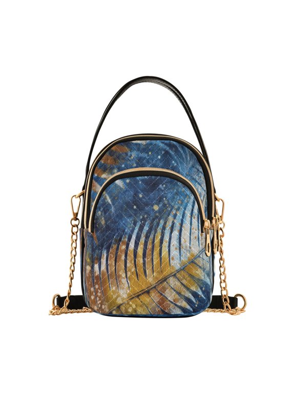 Small Crossbody Bags for Women 15*21*8cm Leather Purses for Women Removable Strap with 3 Zipper Pocket Applicable to Birthday Gifts for Women,Batik Fabric