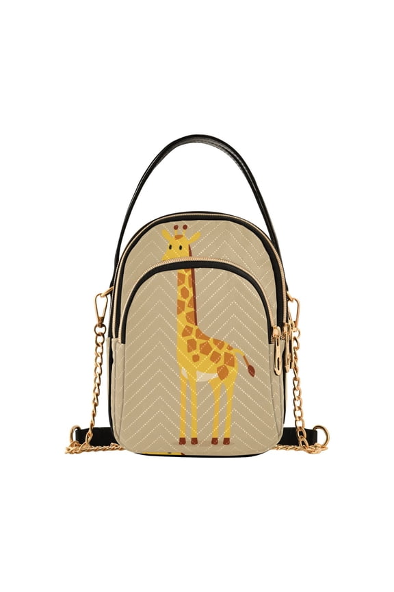 Small Crossbody Bags for Women 15*21*8cm Leather Purses for Women Removable Strap with 3 Zipper Pocket Applicable to Birthday Gifts for Women,Cute Giraffe