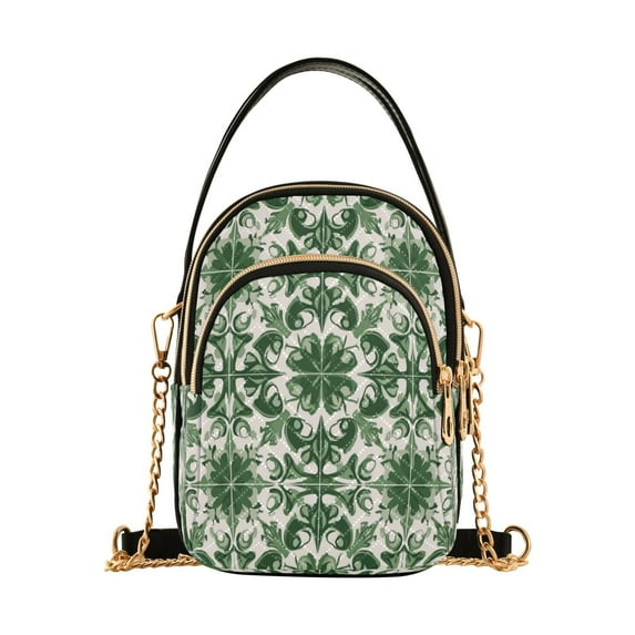 IAUYY Small Crossbody Bags for Women 15*21*8cm Leather Purses for Women Removable Strap with 3 Zipper Pocket Applicable to Birthday Gifts for Women,Green Color Scheme