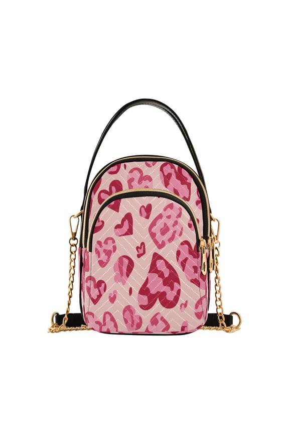 Small Crossbody Bags for Women 15*21*8cm Leather Purses for Women Removable Strap with 3 Zipper Pocket Applicable to Birthday Gifts for Women,Heart Pattern