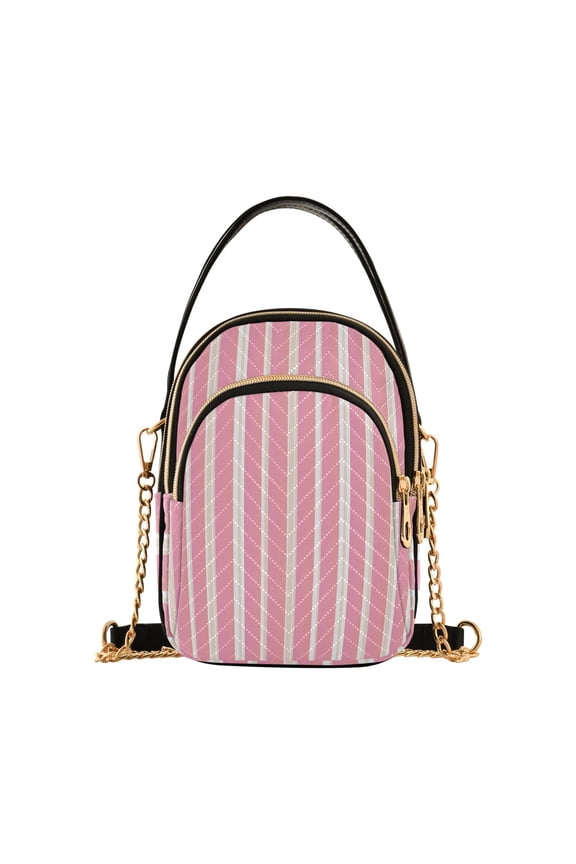 Small Crossbody Bags for Women 15*21*8cm Leather Purses for Women Removable Strap with 3 Zipper Pocket Applicable to Birthday Gifts for Women,Vertical Stripes