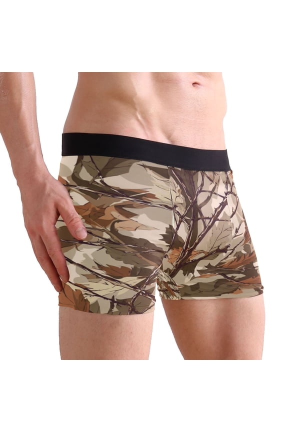 Small Men's Underwear Boxer Briefs 88% polyester+12% Spandex,Cool & Breathable 3-Piece Gift Box Set Men Briefs,Cute Little Dinosaur Digital Art Dead Tree