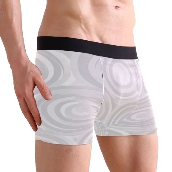 IAUYY Small Men's Underwear Boxer Briefs 88% polyester+12% Spandex,Cool & Breathable 3-Piece Gift Box Set Men Briefs,Leaf Vein Leaf Pattern Light Gray Concentric Circles