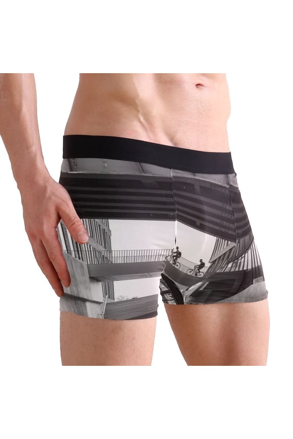 Small Men's Underwear Boxer Briefs 88% polyester+12% Spandex,Cool & Breathable 3-Piece Gift Box Set Men Briefs,Old Train New York City Cycling