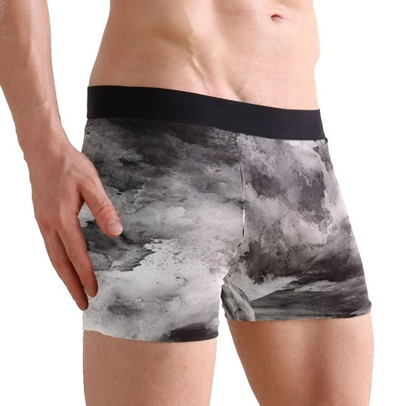 IAUYY Small Men's Underwear Boxer Briefs 88% polyester+12% Spandex,Cool & Breathable 3-Piece Gift Box Set Men Briefs,Racing Flag Red Background Punk Effect