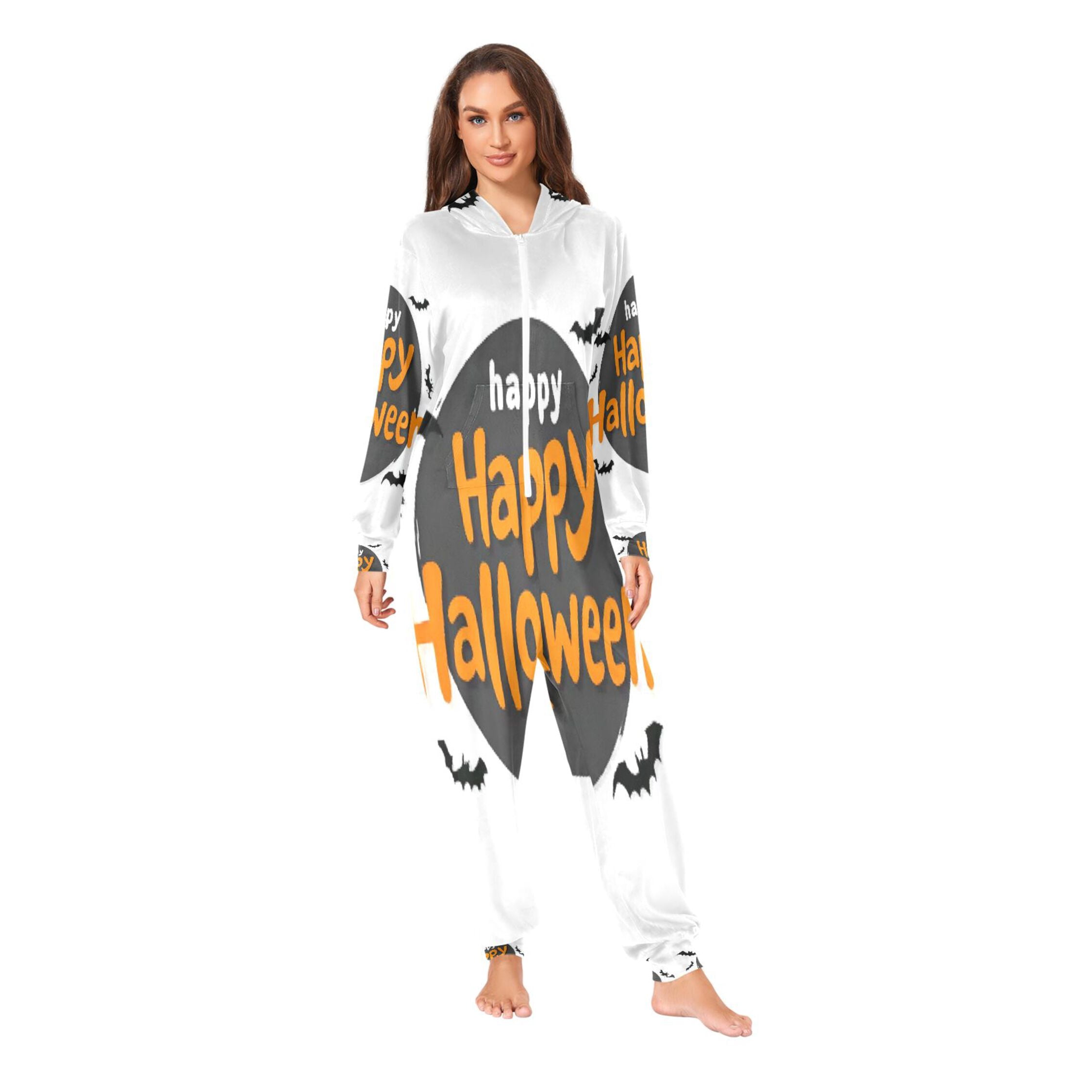 IAUYY Unisex Adult Onesie Pajamas Ultra-Soft Crystal-Soft Fabric, Halloween Adult Onesie Pajamas Adults,With a Zipper Plus Size Onesie Pajamas, Black Circular Outline