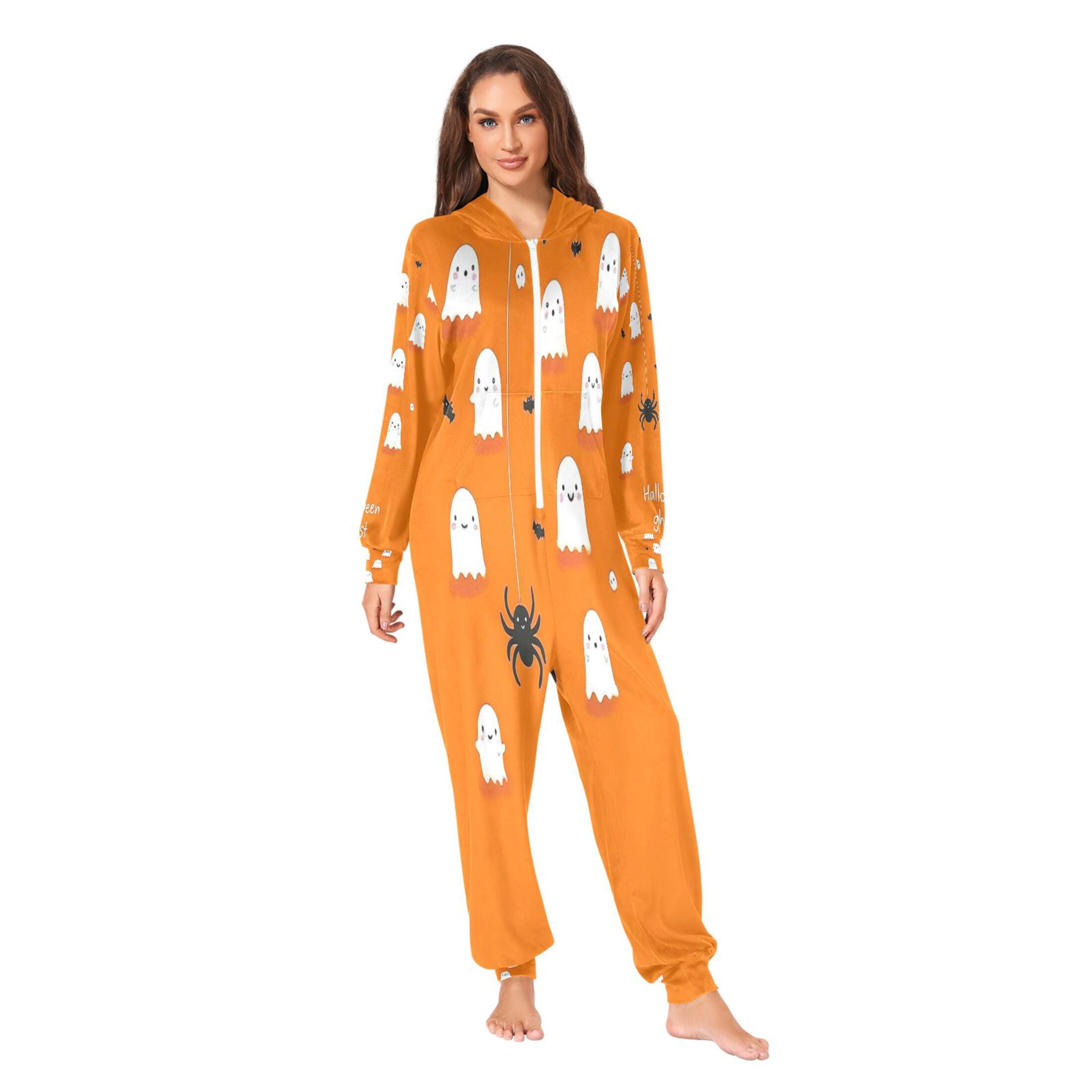 IAUYY Unisex Adult Onesie Pajamas Ultra-Soft Crystal-Soft Fabric, Halloween Adult Onesie Pajamas Adults,With a Zipper Plus Size Onesie Pajamas, Black Spider
