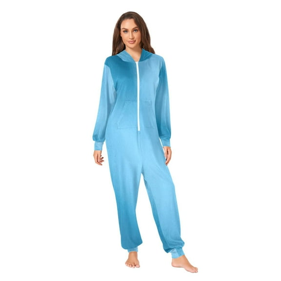IAUYY Unisex Adult Onesie Pajamas Ultra-Soft Crystal-Soft Fabric, Halloween Adult Onesie Pajamas Adults,With a Zipper Plus Size Onesie Pajamas, Blue Tile Layout Photography