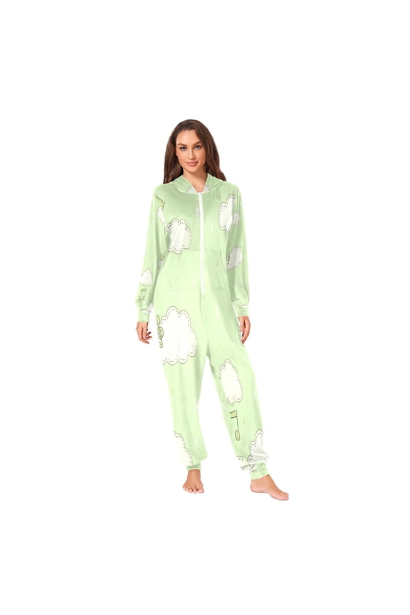Unisex Adult Onesie Pajamas Ultra-Soft Crystal-Soft Fabric, Halloween Adult Onesie Pajamas Adults,With a Zipper Plus Size Onesie Pajamas, Cartoon Cloud