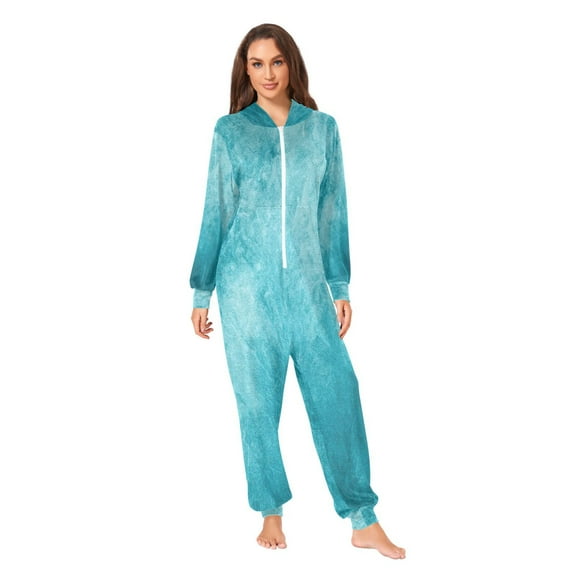 IAUYY Unisex Adult Onesie Pajamas Ultra-Soft Crystal-Soft Fabric, Halloween Adult Onesie Pajamas Adults,With a Zipper Plus Size Onesie Pajamas, Ocean-like Atmosphere