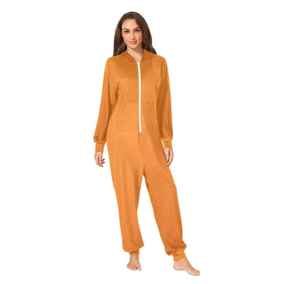 IAUYY Unisex Adult Onesie Pajamas Ultra-Soft Crystal-Soft Fabric, Halloween Adult Onesie Pajamas Adults,With a Zipper Plus Size Onesie Pajamas, Orange Cardboard