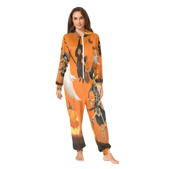 IAUYY Unisex Adult Onesie Pajamas Ultra-Soft Crystal-Soft Fabric, Halloween Adult Onesie Pajamas Adults,With a Zipper Plus Size Onesie Pajamas, Riding on A Broomstick