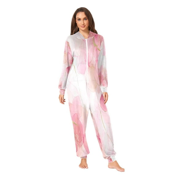 IAUYY Unisex Adult Onesie Pajamas Ultra-Soft Crystal-Soft Fabric, Halloween Adult Onesie Pajamas Adults,With a Zipper Plus Size Onesie Pajamas, A Soft Blush