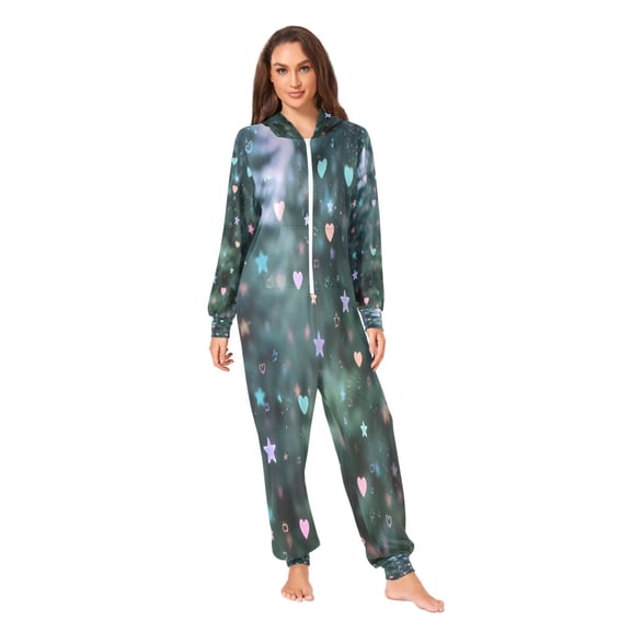 IAUYY Unisex Adult Onesie Pajamas Ultra-Soft Crystal-Soft Fabric, Halloween Adult Onesie Pajamas Adults,With a Zipper Plus Size Onesie Pajamas, The Stars Are Still Twinkling