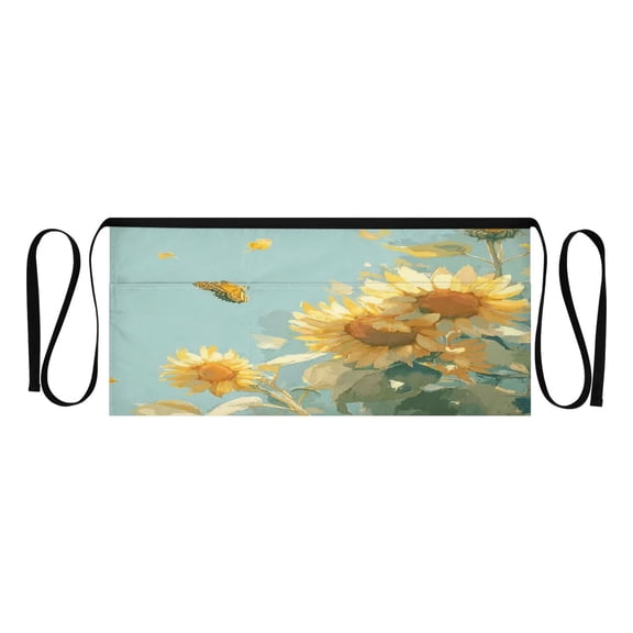 IAUYY Waiter's Apron with 3 Pockets Waterproof Adjustable Cooking Aprons for Kitchen for Woodworkers Artists and Gardening Gifts for Women Sunny and Bright