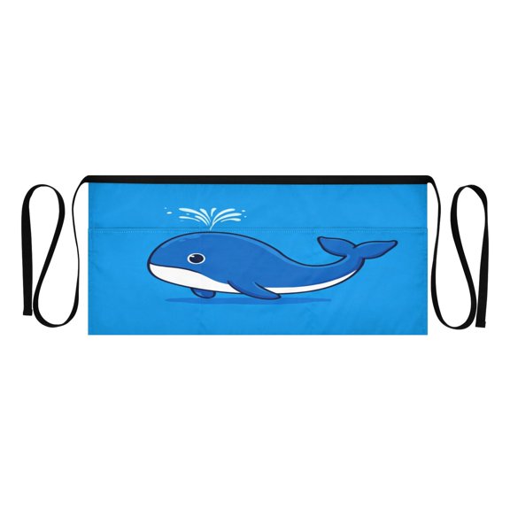 IAUYY Waiter's Apron with 3 Pockets Waterproof Adjustable Cooking Aprons for Kitchen for Woodworkers Artists and Gardening Gifts for Women Blue Whale