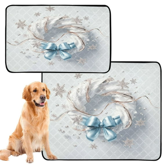 IAUYY Washable Pee Pads for Dogs Medium+Large Absorbent and Leak-Proof Non-Slip Reusable Puppy Pee Pads for Dogs Applicable to Playpen Potty Crate Silver Ribbon