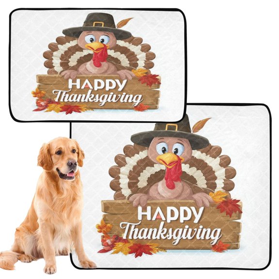 IAUYY Washable Pee Pads for Dogs Medium+Large Absorbent and Leak-Proof Non-Slip Reusable Puppy Pee Pads for Dogs Applicable to Playpen Potty Crate Turkey Wearing A Hat