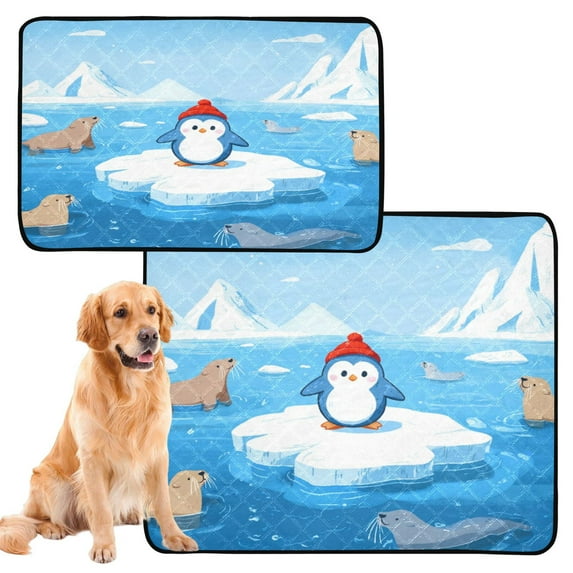 IAUYY Washable Pee Pads for Dogs Medium+Large Absorbent and Leak-Proof Non-Slip Reusable Puppy Pee Pads for Dogs Applicable to Playpen Potty Crate Wearing A Red Hat