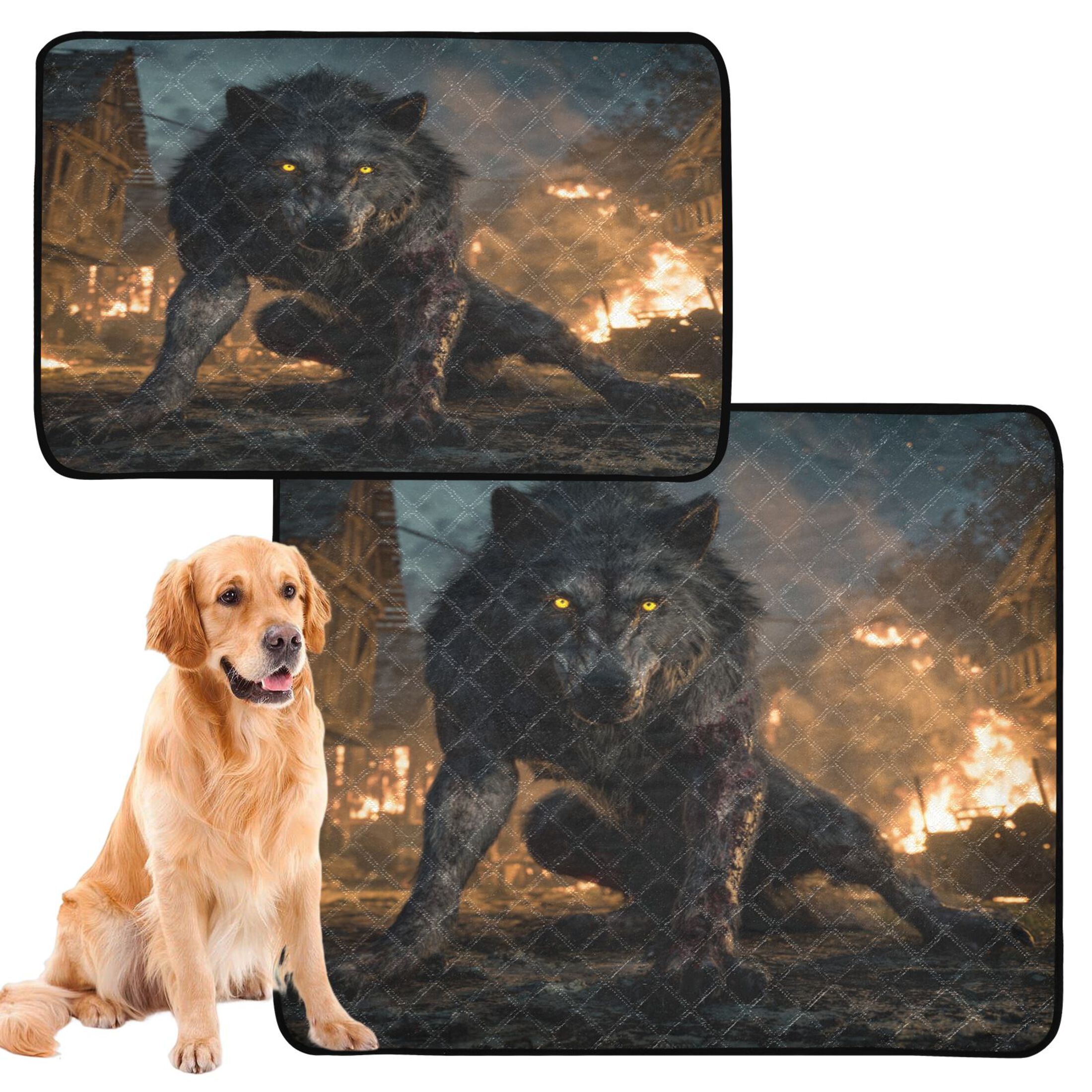 IAUYY Washable Pee Pads for Dogs Medium+Large Absorbent and Leak-Proof Non-Slip Reusable Puppy Pee Pads for Dogs Applicable to Playpen Potty Crate Werewolf