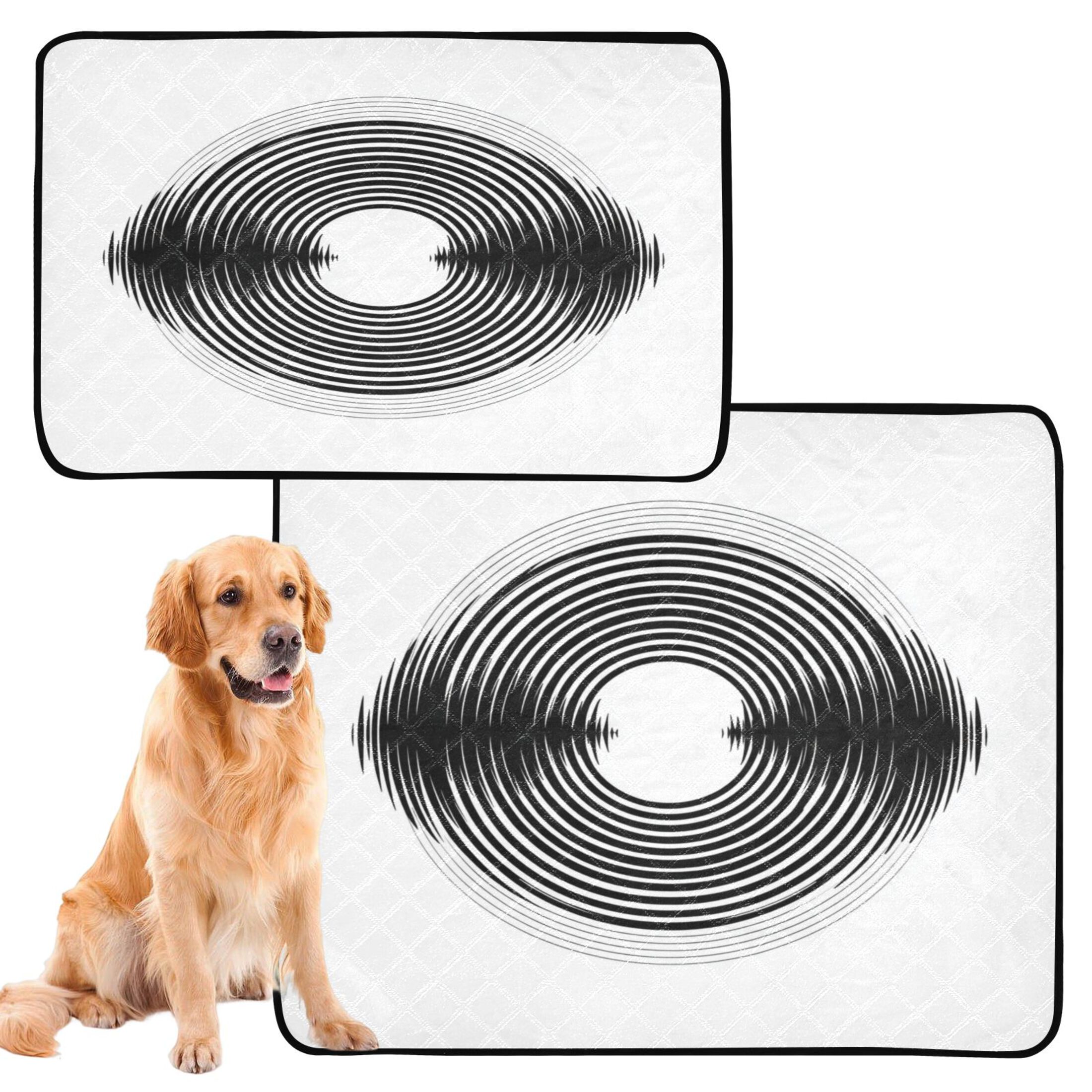 IAUYY Washable Pee Pads for Dogs Smallx3 Absorbent and Leak-Proof Non-Slip Reusable Puppy Pee Pads for Dogs Applicable to Playpen Potty Crate Black and White Circular Art