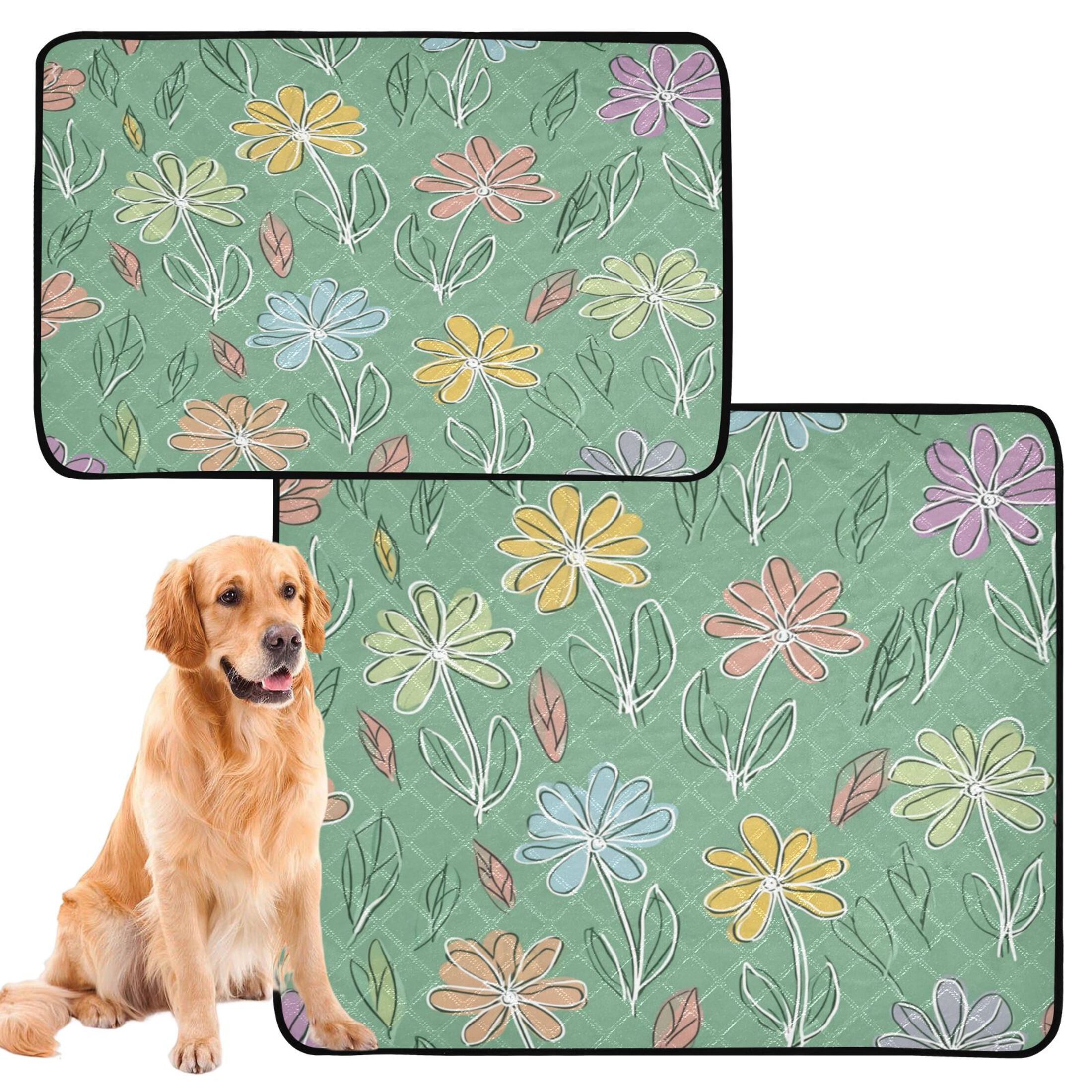 IAUYY Washable Pee Pads for Dogs Smallx3 Absorbent and Leak-Proof Non-Slip Reusable Puppy Pee Pads for Dogs Applicable to Playpen Potty Crate Blue and Beige Tones