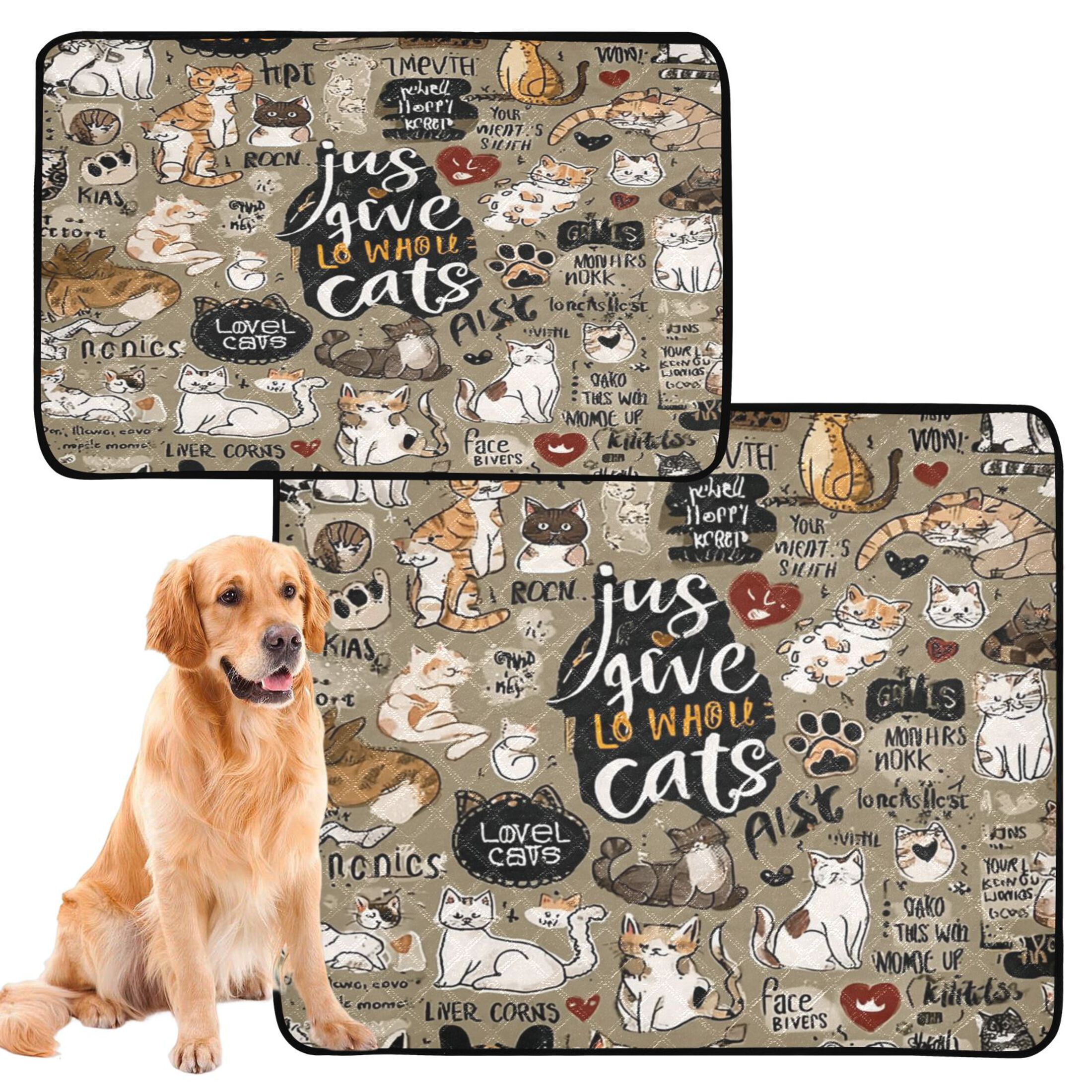 IAUYY Washable Pee Pads for Dogs Smallx3 Absorbent and Leak-Proof Non-Slip Reusable Puppy Pee Pads for Dogs Applicable to Playpen Potty Crate The Cat Is Lazy