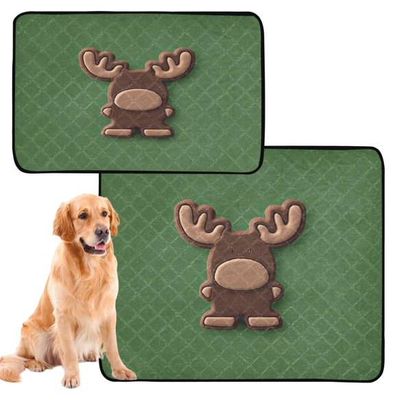 IAUYY Washable Pee Pads for Dogs Smallx3 Absorbent and Leak-Proof Non-Slip Reusable Puppy Pee Pads for Dogs Applicable to Playpen Potty Crate Chocolate Reindeer