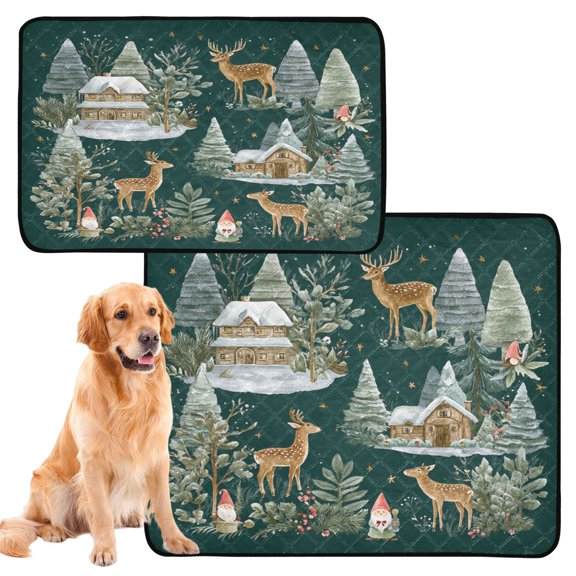 IAUYY Washable Pee Pads for Dogs Smallx3 Absorbent and Leak-Proof Non-Slip Reusable Puppy Pee Pads for Dogs Applicable to Playpen Potty Crate Christmas Reindeer