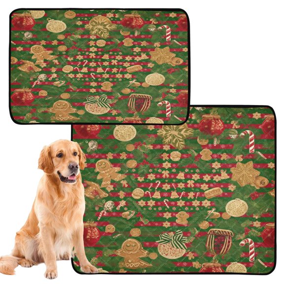 IAUYY Washable Pee Pads for Dogs Smallx3 Absorbent and Leak-Proof Non-Slip Reusable Puppy Pee Pads for Dogs Applicable to Playpen Potty Crate Christmas Stripes