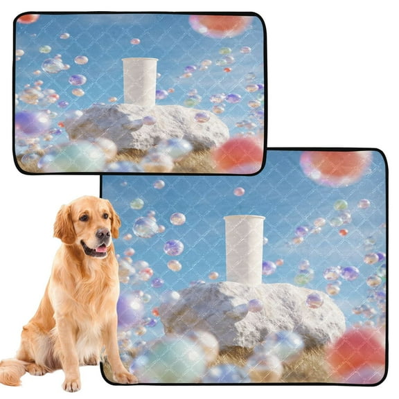 IAUYY Washable Pee Pads for Dogs Smallx3 Absorbent and Leak-Proof Non-Slip Reusable Puppy Pee Pads for Dogs Applicable to Playpen Potty Crate Colored Balls Are Flying Around
