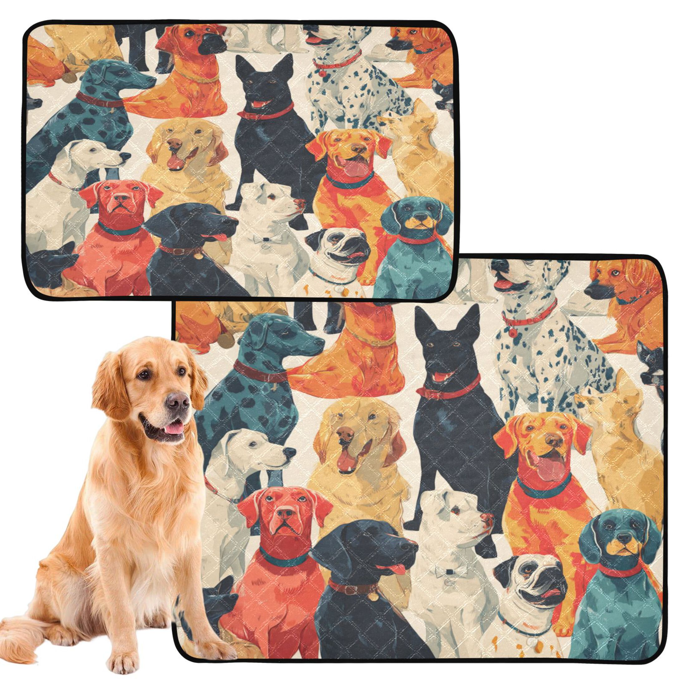 IAUYY Washable Pee Pads for Dogs Smallx3 Absorbent and Leak-Proof Non-Slip Reusable Puppy Pee Pads for Dogs Applicable to Playpen Potty Crate Colorful Puppy
