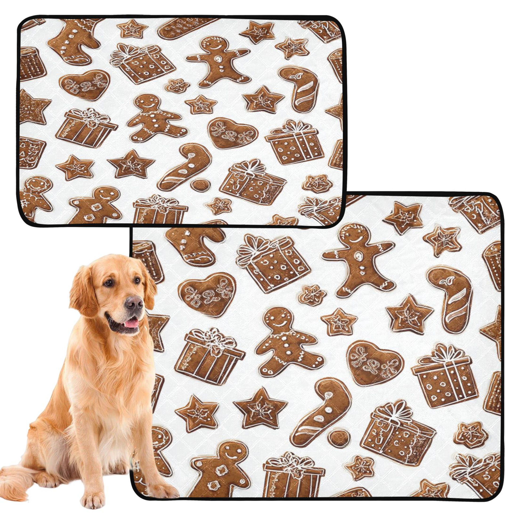 IAUYY Washable Pee Pads for Dogs Smallx3 Absorbent and Leak-Proof Non-Slip Reusable Puppy Pee Pads for Dogs Applicable to Playpen Potty Crate Gingerbread Frosting