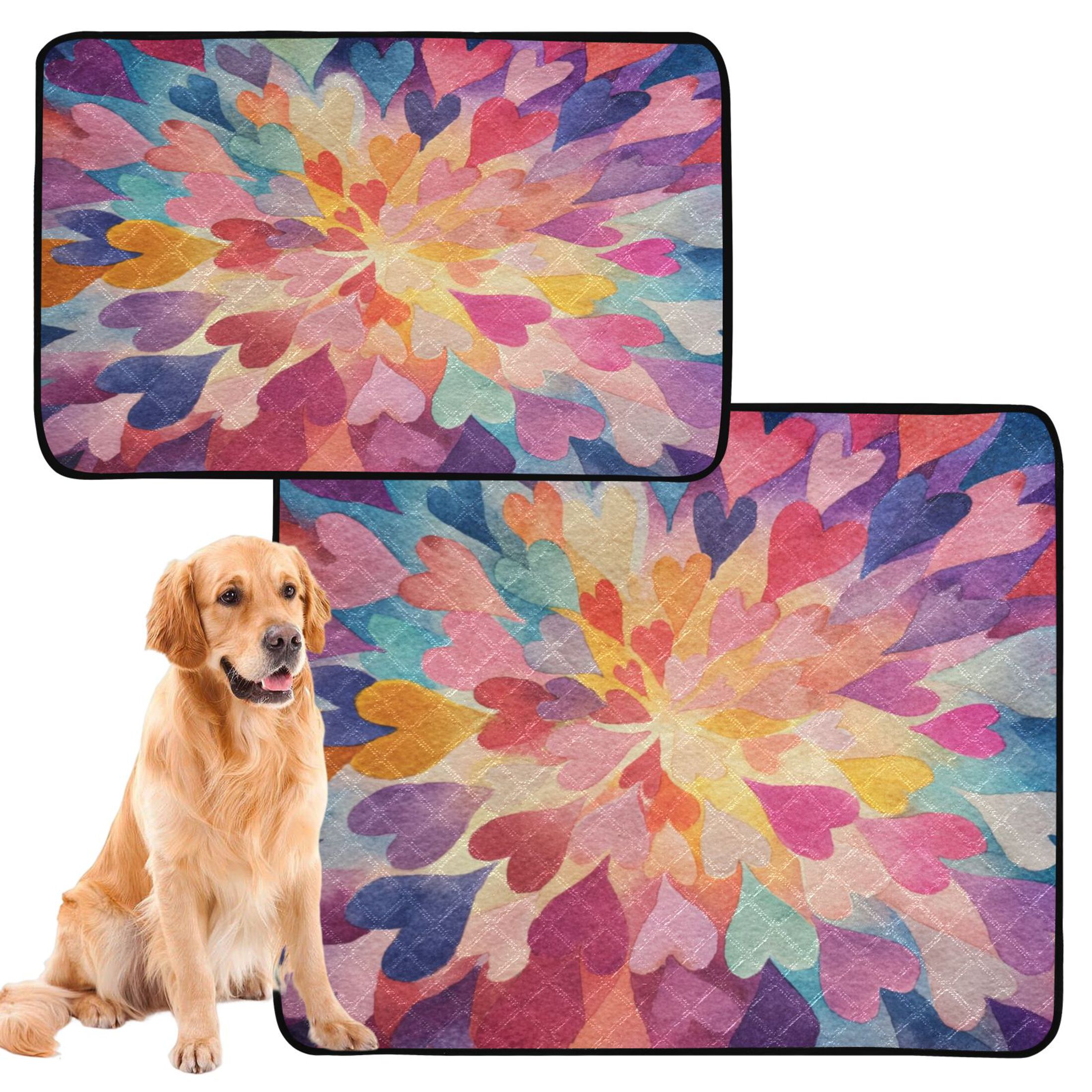 IAUYY Washable Pee Pads for Dogs Smallx3 Absorbent and Leak-Proof Non-Slip Reusable Puppy Pee Pads for Dogs Applicable to Playpen Potty Crate Numerous Heart Shaped Patterns
