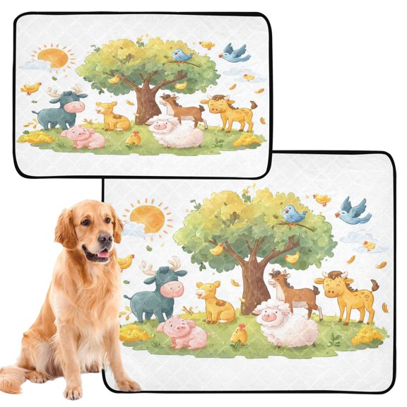 IAUYY Washable Pee Pads for Dogs Smallx3 Absorbent and Leak-Proof Non-Slip Reusable Puppy Pee Pads for Dogs Applicable to Playpen Potty Crate Oak Trees on The Grass