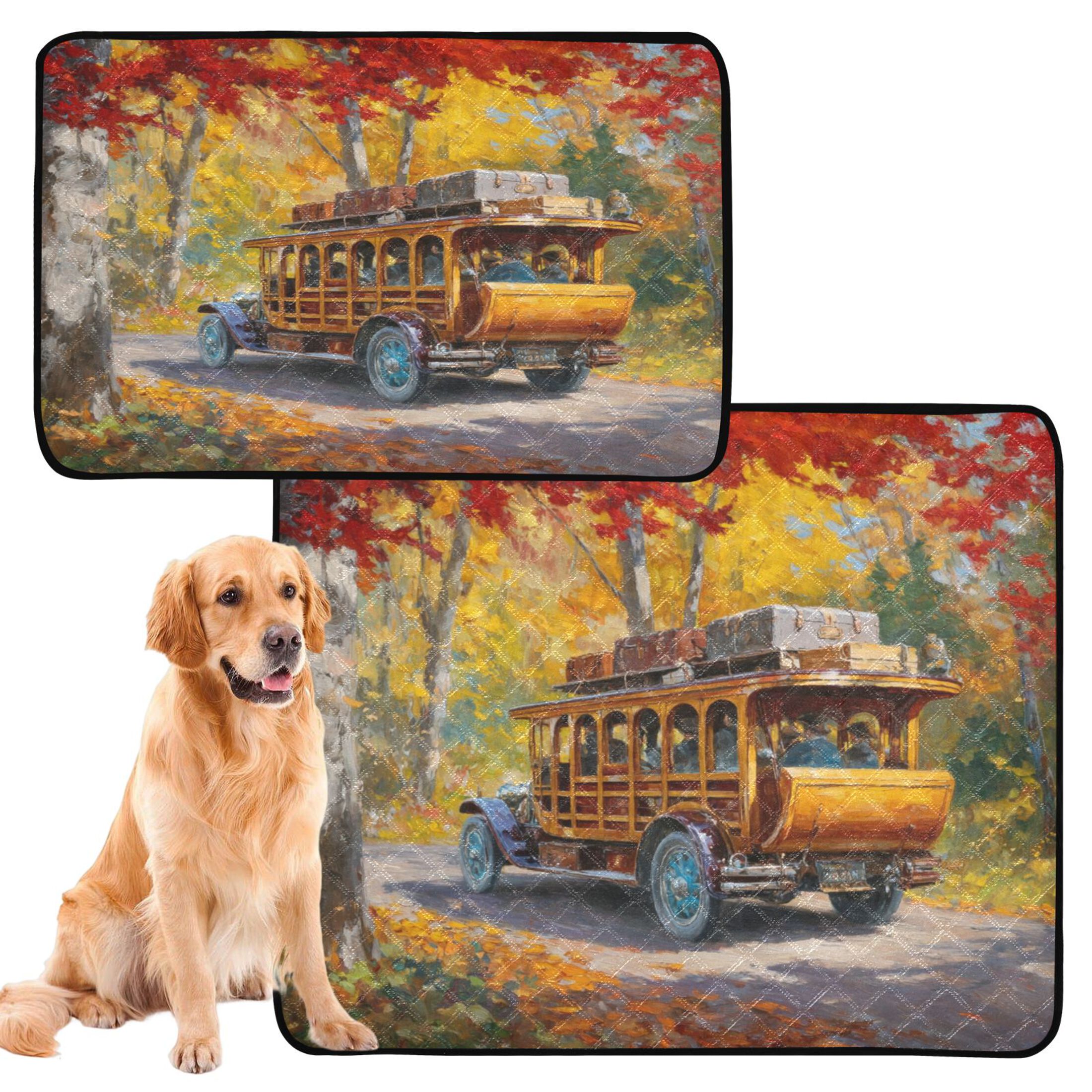 IAUYY Washable Pee Pads for Dogs Smallx3 Absorbent and Leak-Proof Non-Slip Reusable Puppy Pee Pads for Dogs Applicable to Playpen Potty Crate Old-fashioned Wooden Bus