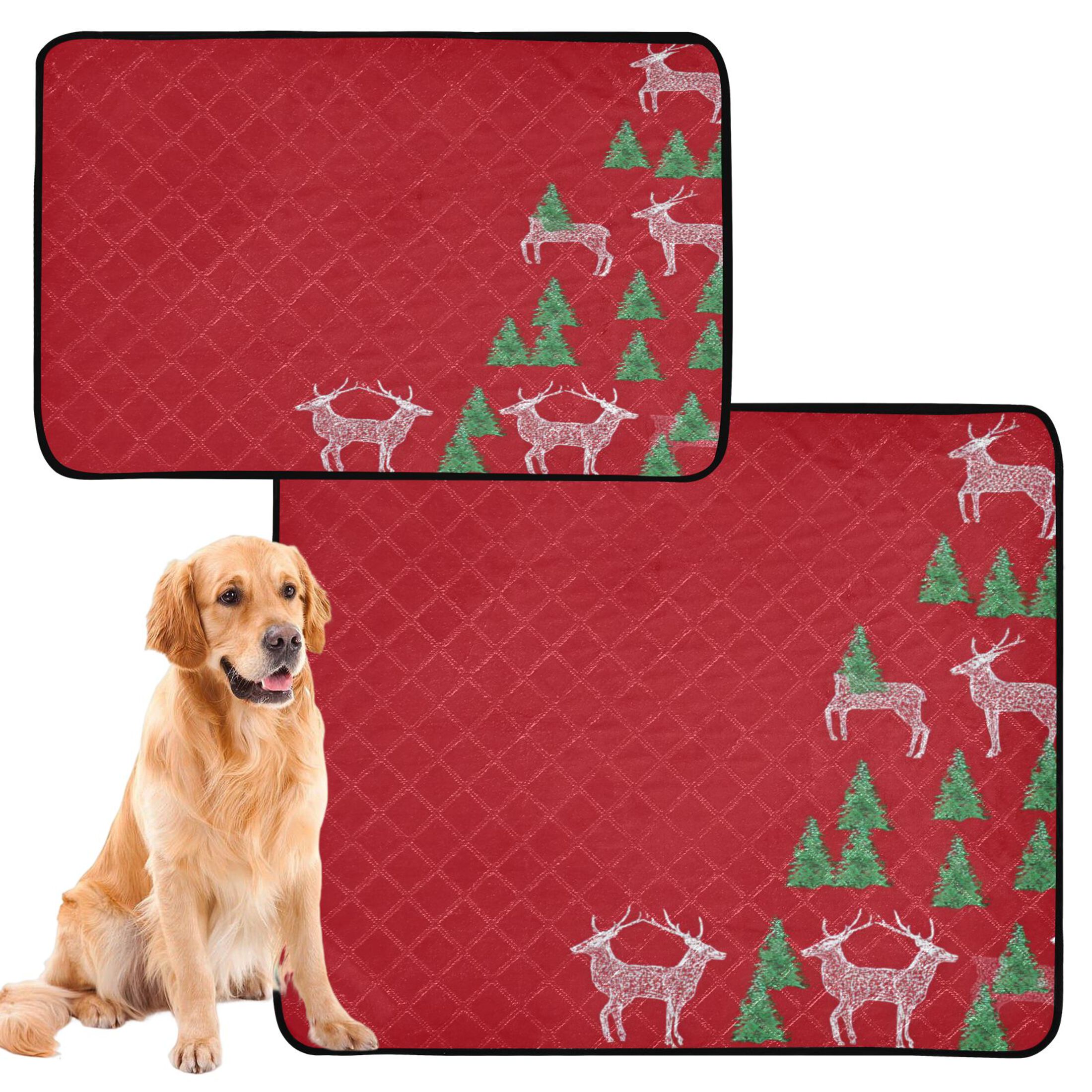 IAUYY Washable Pee Pads for Dogs Smallx3 Absorbent and Leak-Proof Non-Slip Reusable Puppy Pee Pads for Dogs Applicable to Playpen Potty Crate Red Deer Festival Theme