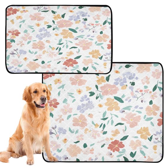IAUYY Washable Pee Pads for Dogs Smallx3 Absorbent and Leak-Proof Non-Slip Reusable Puppy Pee Pads for Dogs Applicable to Playpen Potty Crate The Scattered Floral Elements Form