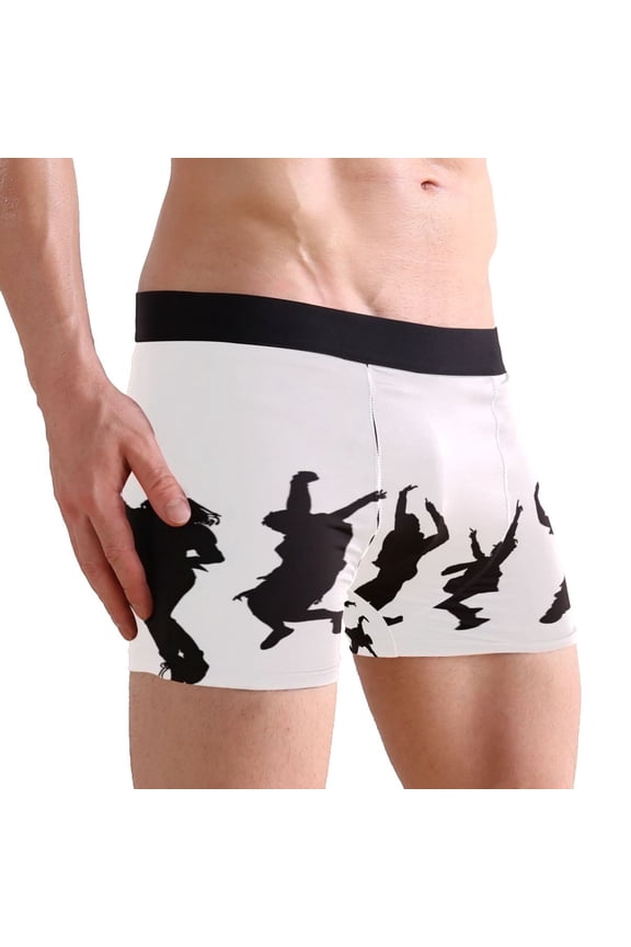 X-Large Men's Underwear Boxer Briefs 88% polyester+12% Spandex,Cool & Breathable 3-Piece Gift Box Set Men Briefs,Japanese Art Style Irregular Jump
