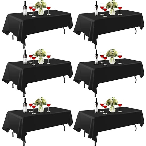 Emart 6 Pack Rectangle Tablecloth, 60x102in Black 100% Polyester Table Cloths for Banquet Wedding