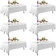 IAZ 6 Pack Rectangle Tablecloth, 60 x 102 inch White 100% Polyester Banquet Wedding Party Picnic Rectangular Table Cloths