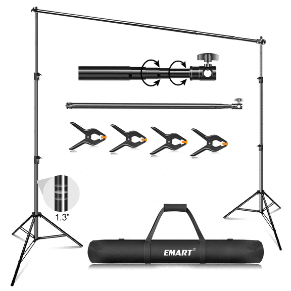 EMART Backdrop Stand Heavy Duty 10 x 10 ft, Adjustable Photography Backdrop Stand Kit with Carry Bag