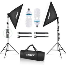 IAZ Photography Softbox Lighting Kit, 20"x28" Soft Box Lights Photography Accessories with 2x125W E27 5500K Bulbs , Professional Camera Light Kit for Studio Video Recording, Filming, Podcast