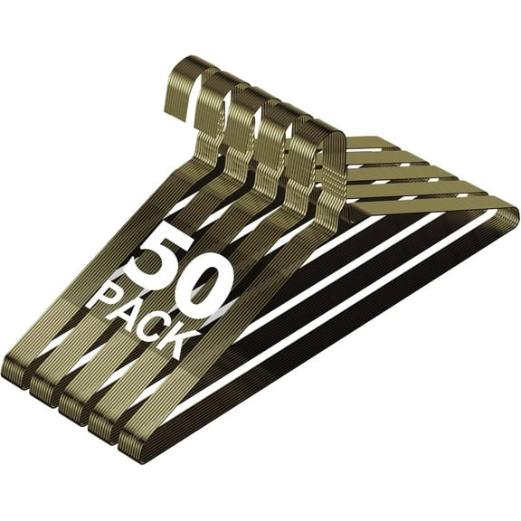 SPECILITE Wire Hangers 50 Pack, Metal Wire Clothes Hanger Bulk for Coats, Space Saving Metal Hangers Non Slip Ultra Thin-Bronze