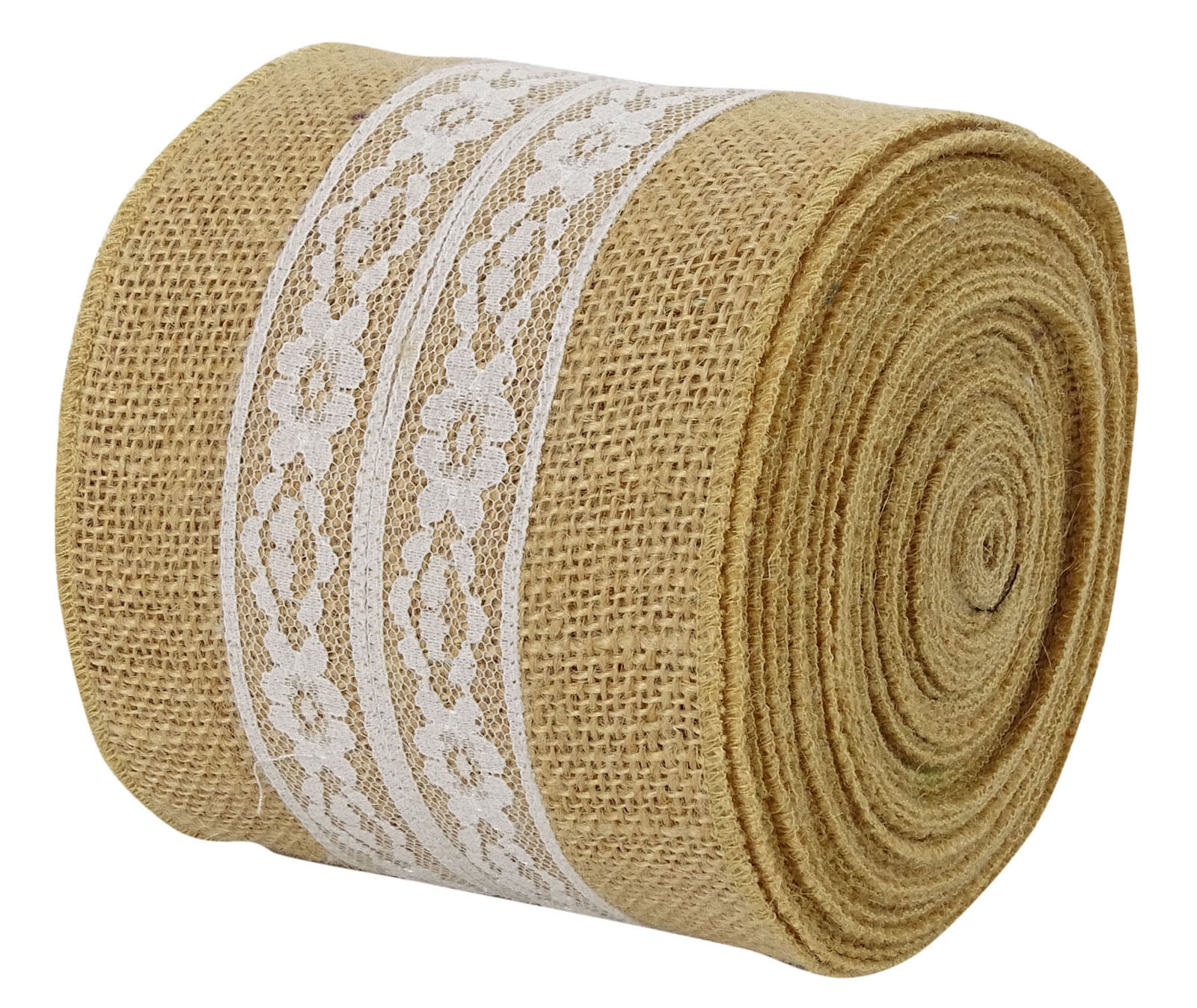 IBA Indianbeautifulart 10 Yard Natural Burlap Fabric Lace Wired Jute Trim Wedding Embellishments Ribbons For Crafts-4 Inches